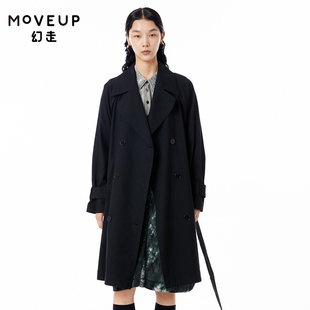 腰带开衩设计师长款 新款 MOVEUP幻走2023春季 风衣女 商场同款