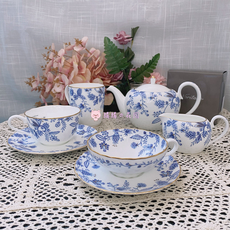 日本Noritake则武Blue Sorrentino蓝色伊甸园骨瓷红茶咖啡对杯碟,餐饮具,杯子套装/情侣对杯,淘宝优惠券,粉丝福利购,淘宝优惠卷