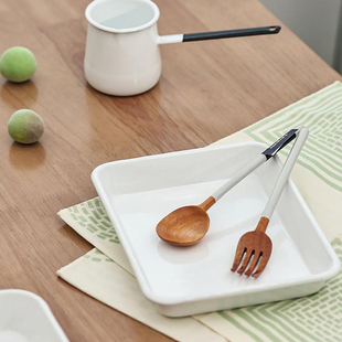 日本进口野田珐琅搪瓷料理盘托盘简约面包蛋糕盘厨房烘培备菜盘