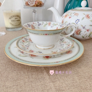 正品现货日本Noritake则武樱草小清新骨瓷茶壶咖啡壶红茶对杯礼盒