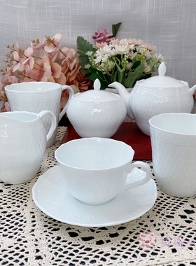 Noritake则武cher雪儿日式简约白色咖啡杯子茶具下午茶杯碟套装