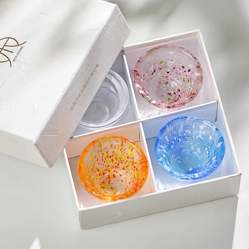 日本MOKUSHIN彩色玻璃清酒杯
