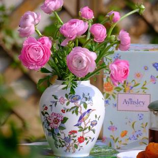 英国Aynsley安斯丽兰花雀鸟骨瓷花瓶茶叶罐将军罐客厅桌面摆件