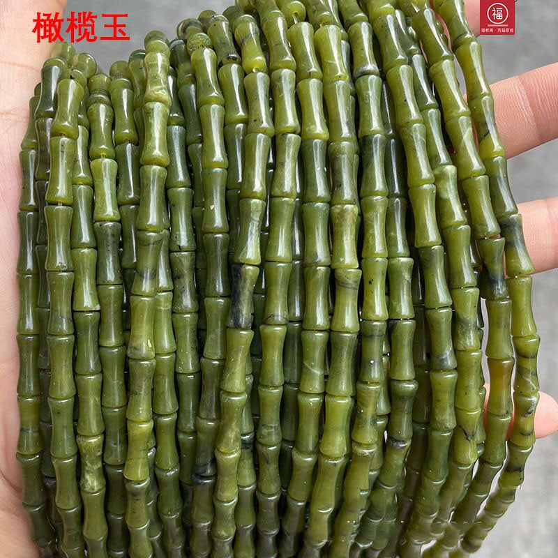 5*12mm天然白玉竹节绿东陵竹节粉晶古风发簪璎珞diy饰品配件天然