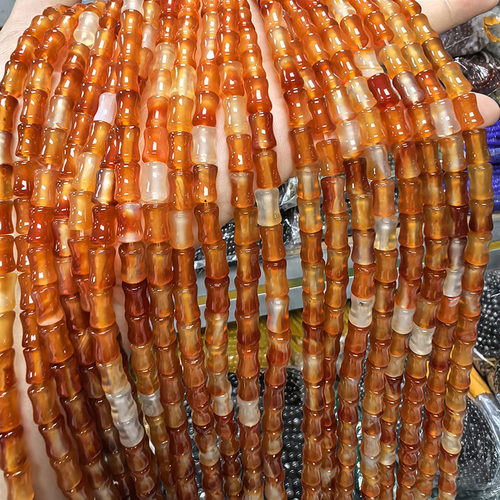 6*10mm橘红玛瑙竹节  散珠DIY饰品配件竹节手链项链 手工串珠材料
