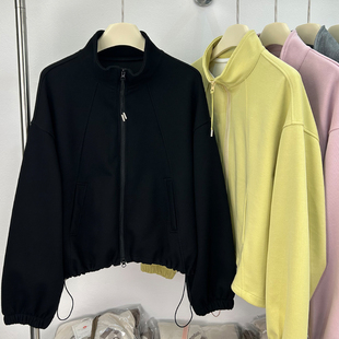 春装新款双拉链立领卫衣开衫外套女春秋时尚百搭休闲运动短款上衣