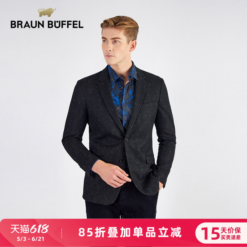 BRAUN BUFFEL布兰施秋冬新款休闲单件西服外套男羊毛混纺外套