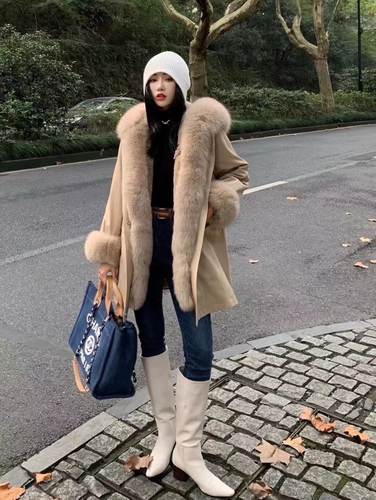 收腰显瘦保暖皮草獭兔毛内胆外套