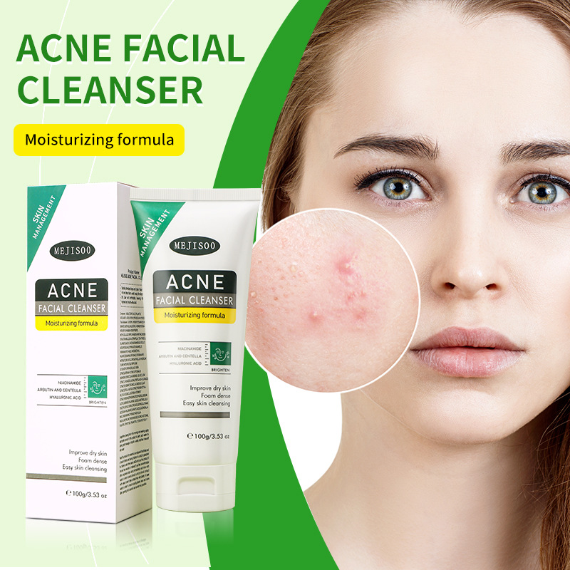 全英文外贸跨境ACNE FACIAL CLEANSER祛痘洗面奶保湿洁面乳护肤品
