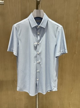 2024新款卡尔丹顿男装商务条纹短袖衬衫KEAS33104SAN2专柜2380