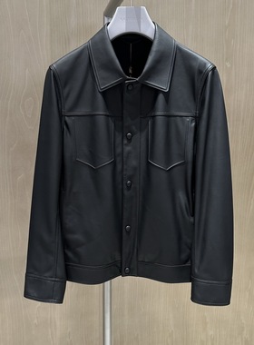 卡尔丹顿2023秋冬新款翻领羊皮革皮衣外套KDBW19303FAB1专柜8800