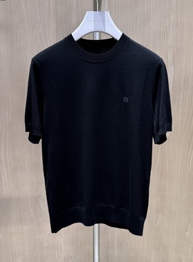 卡尔丹顿男24秋冬休闲圆领羊毛衫短袖两色KEBW14410RAB1吊牌1680