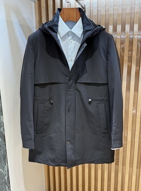 卡尔丹顿男装秋冬商务连帽休闲加棉风衣外套AE5W05312专柜6800