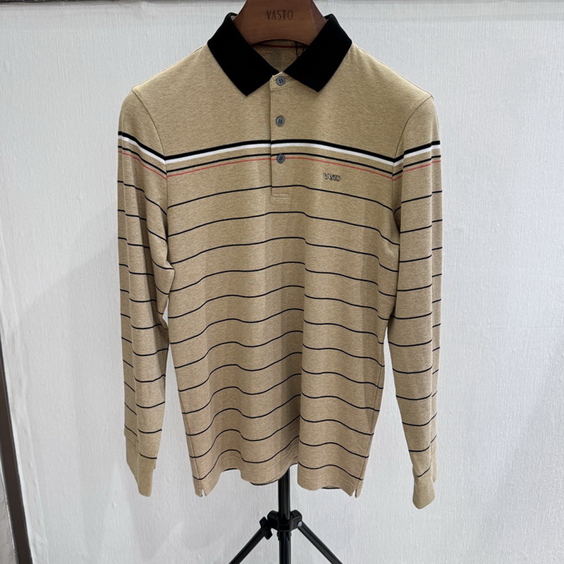 VASTO华斯度男装2024秋冬纯棉商务翻领长袖T恤42T052452专柜1686