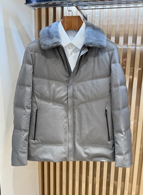 卡尔丹顿男装秋冬款水貂毛皮领羽绒尼克服KCBW65620FAG6专柜6800