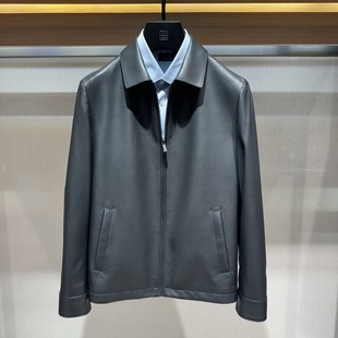 博斯绅威BOSSsunwen翻领商务休闲羊皮皮衣外套133227022770