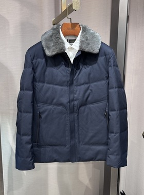 卡尔丹顿男装秋冬款鹅绒翻领皮草尼克服羽绒服KCBW65620专柜6800
