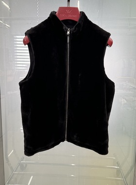 路卡迪龙秋冬款商务休闲立领毛皮背心尼克服161227101专柜26880
