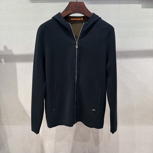 华斯度VASTO男装秋冬款绵羊毛连帽针织夹克外套22E191047专柜3386