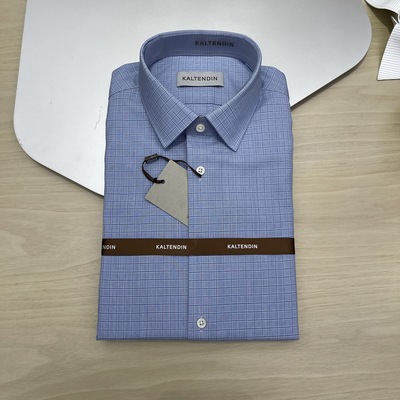 卡尔丹顿男2021秋冬商务格纹正装长袖衬衫KBBW23630CAN3吊牌2380