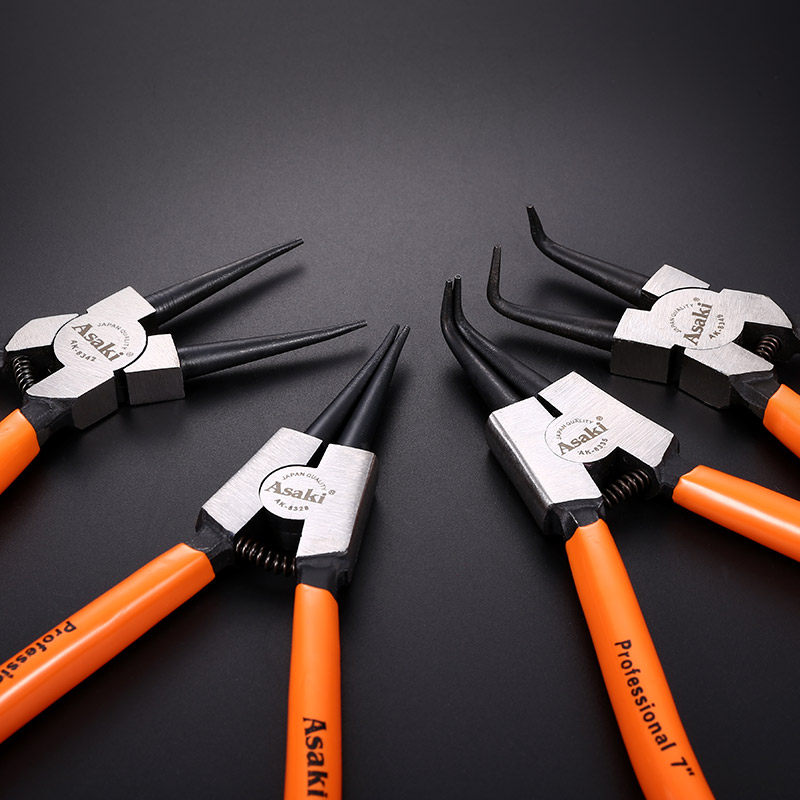 asaki 多功能4合1挡圈钳 卡簧钳 内外卡环钳 弹簧拆装钳子7寸9寸