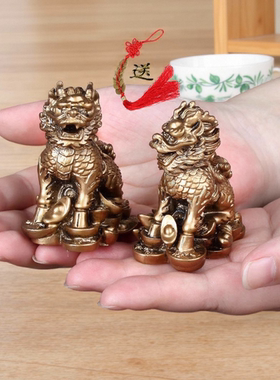 树脂麒麟摆件一对大号家居店铺摆设招财工艺品客厅酒柜卧室装饰品