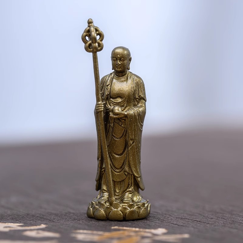 创意纯黄铜九华山地藏王菩萨地藏佛居家菩萨结缘家用装饰摆件