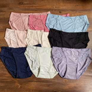 薄软糯透气零体感 蕾丝边纯棉裆包臀底裤 外贸出口女士夏季 中腰内裤