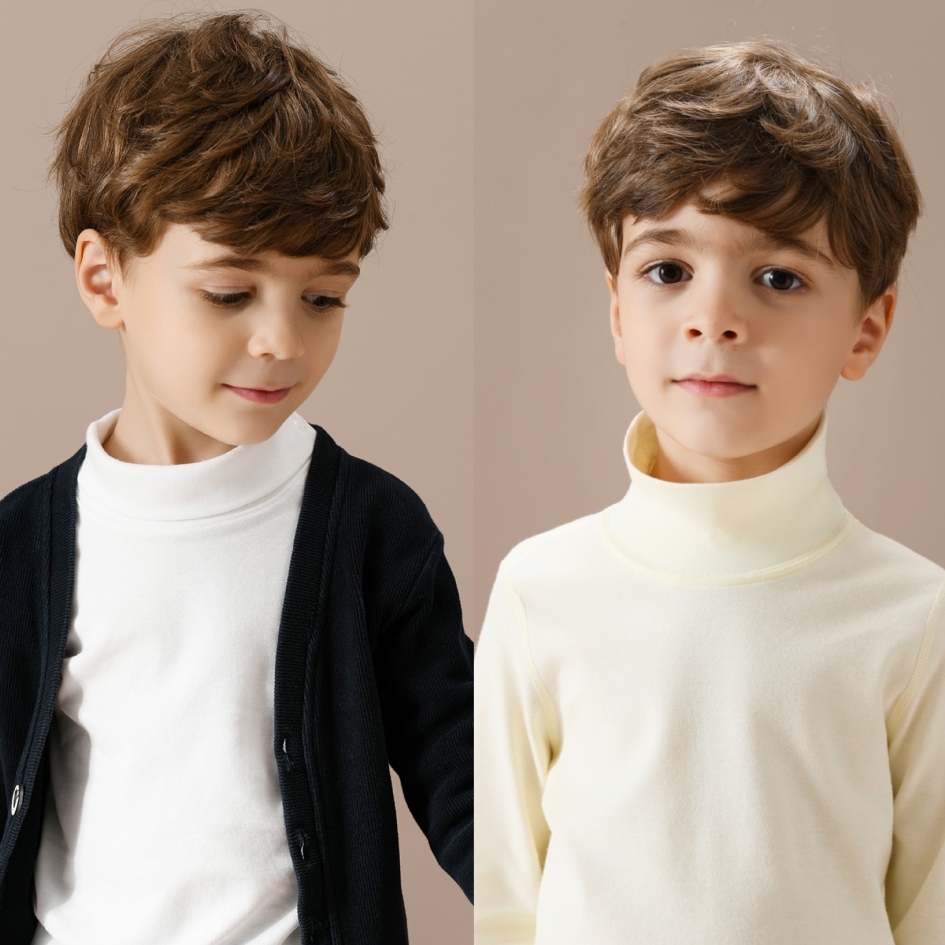 儿童纯棉长袖高领打底衫