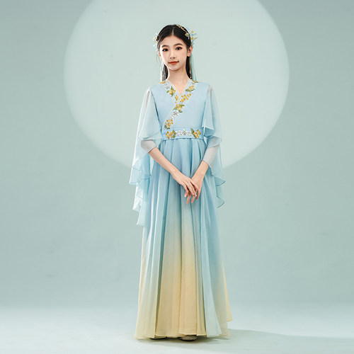 琴愫高端中国风儿童演出服古筝民乐主持艺考女童礼服桂花落 - 封面