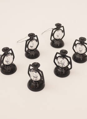 Dollhouse娃娃屋复古手提黑色煤油灯微缩场景配件模型拍摄道具摆