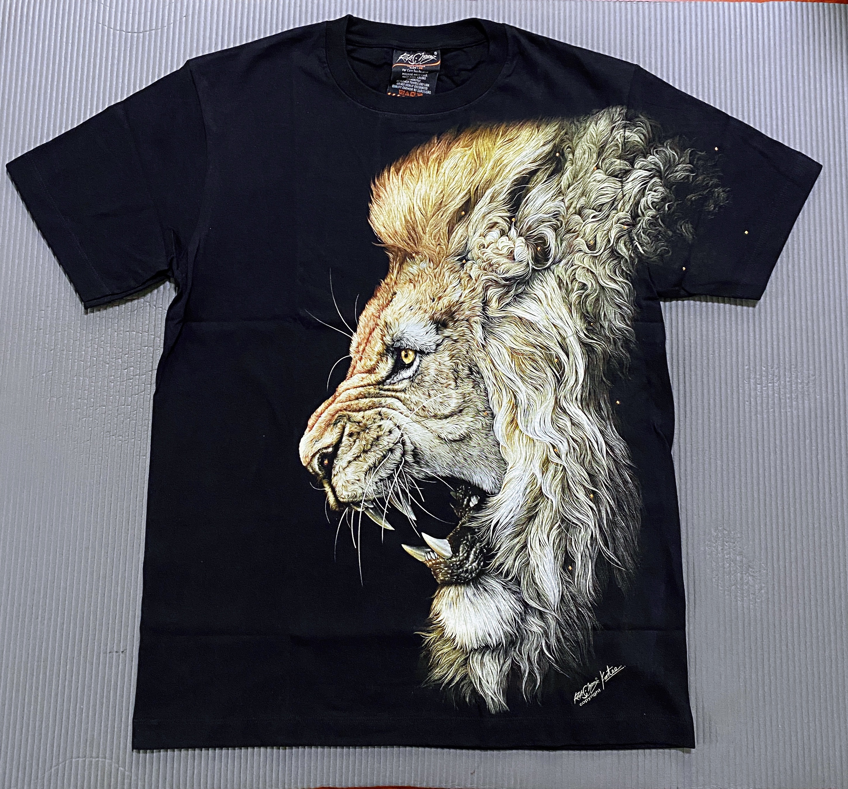 狮子王辛巴 泰国潮牌 纯棉黑色圆领 夜光大码宽松休闲 街头青春