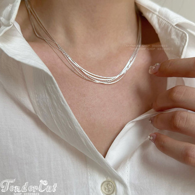 多层蛇骨链波光银河细链条项链