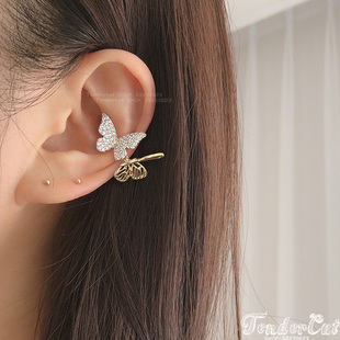 Cubic Butterfly Earcuffs 满钻蝴蝶镂空花纹双蝶耳廓耳夹