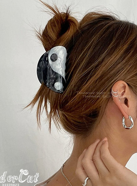 YINYANG hair clamp气质双色配太极图案发抓质感纹理撞色醋酸抓夹