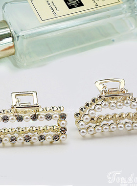 Triangle&Square Hair Pincer 珍珠水钻镂空三角形方形金属抓夹