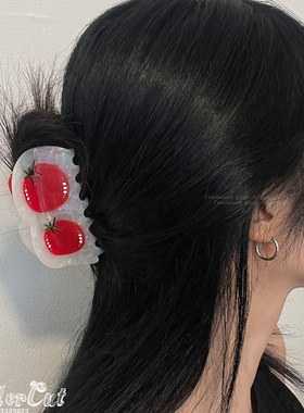 Tomato&lemon hair clip 镶钻西红柿柠檬装饰质感纹理醋酸抓夹