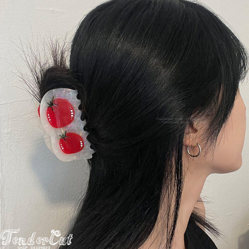 镶钻西红柿柠檬质感纹理醋酸抓夹