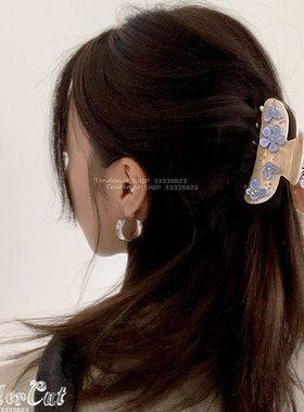 Flowers  hair clips 甜美镶嵌水钻花朵蝴蝶装饰发抓醋酸花朵抓夹