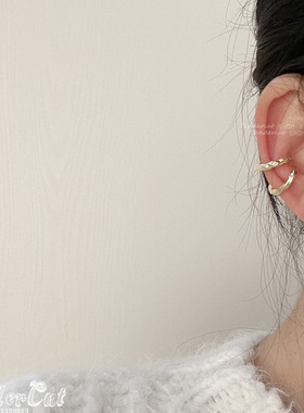 C Earcuff 欧美风百搭凹凸感粗款C形耳骨夹拧花二件套耳廓耳夹