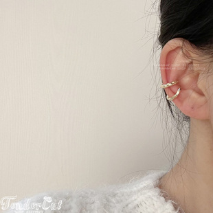 C Earcuff 欧美风百搭凹凸感粗款C形耳骨夹拧花二件套耳廓耳夹