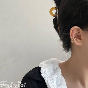 Tree Cubic Earcuffs 韩国INS风镶钻多层C形耳廓耳夹无痛耳夹