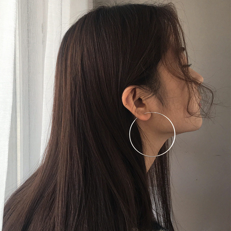 s925纯银圈圈大圆圈耳环女气耳环