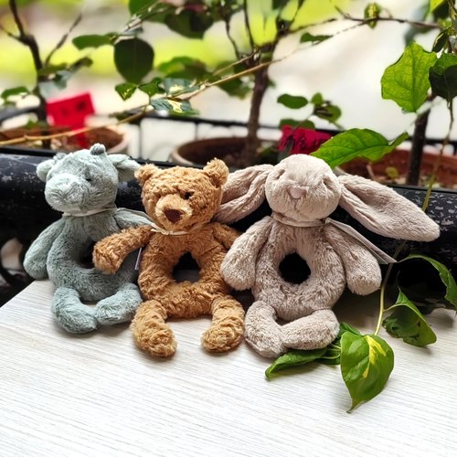 Jellycat巴塞罗熊邦尼兔鸭子摇铃