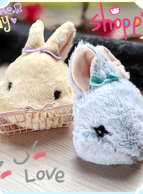 日本Sunlemon兔子零钱包仿真兔头可爱包包毛茸茸软乎乎伸缩绳卡包