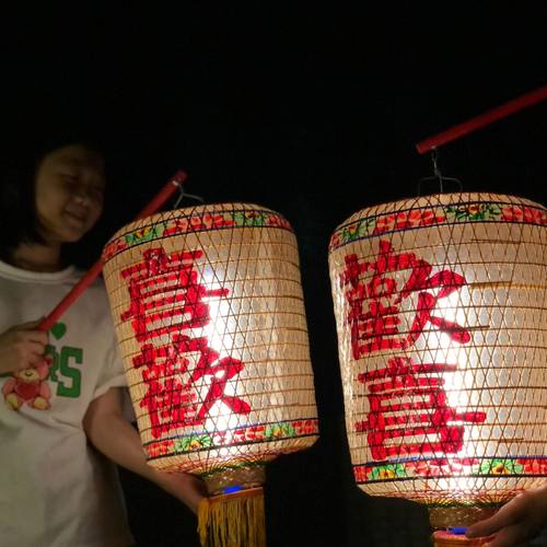 潮汕灯笼煤油灯竹编油纸手提灯笼