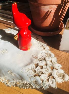 清库包邮白色莫奈美式田园小玫瑰镂空桌布丝绸触感茶几盖布餐垫盖