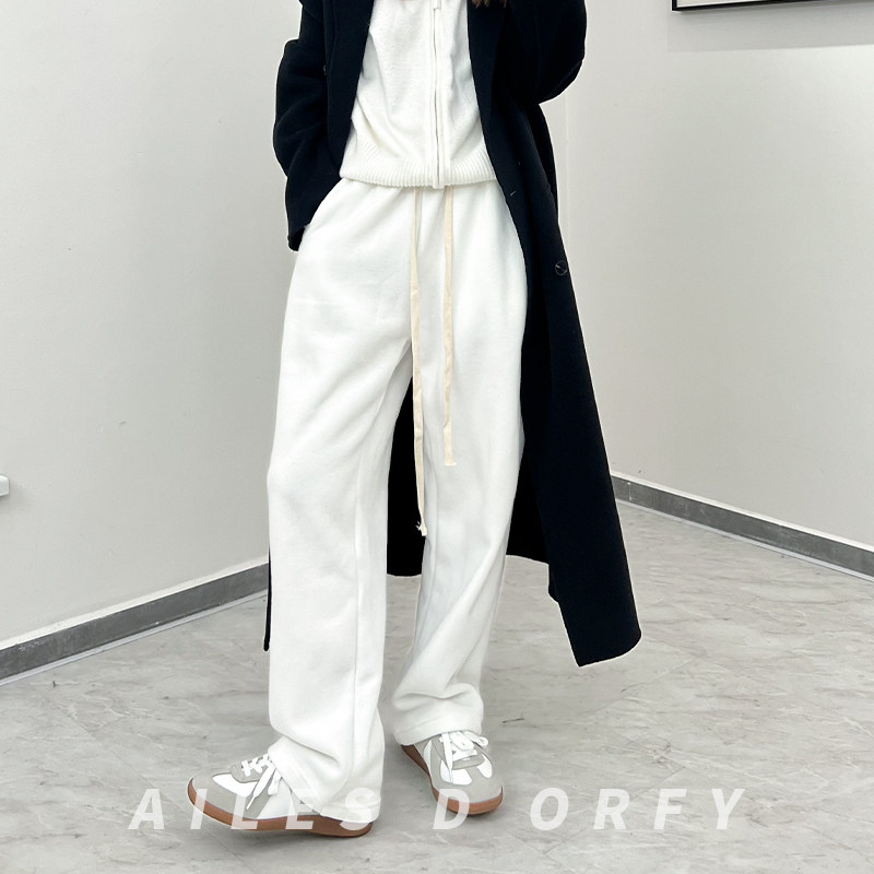 加厚绒纯色阔腿运动休闲裤显瘦拖地男女百搭吴昕小飞象Ailesdorfy
