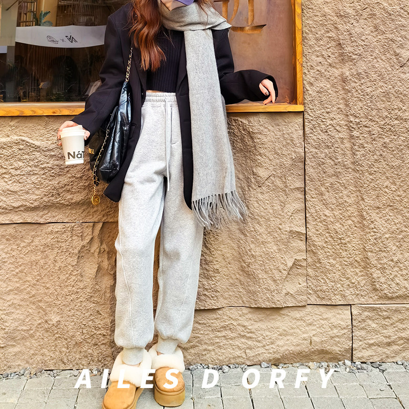 纯色束脚卫裤运动休闲裤加厚绒显瘦女冬保暖百搭小飞象Ailesdorfy