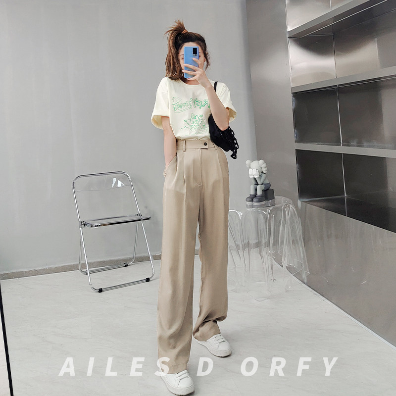 西服休闲长裤女舒适顺滑质感23夏新高级宽松吴昕Ailesdorfy小飞象